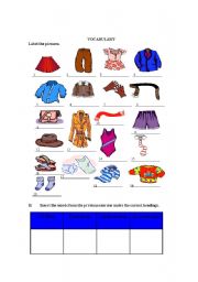 English Worksheet: Clothes and accessories