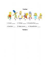 English worksheet: families