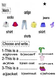 English worksheet: CLOTHES