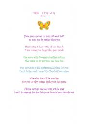 English Worksheet: Mrs Spring rhyming poem