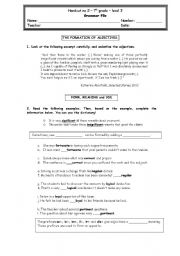 Adjectives formation - prefixes