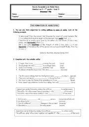 English Worksheet: Adjective formation - suffixes