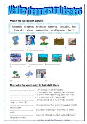 English Worksheet: weather phenomena and disasters