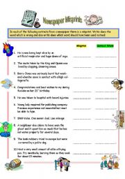 English Worksheet: Newspaper Misprints - Vocabulary