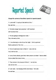 English Worksheet: Reported Speech