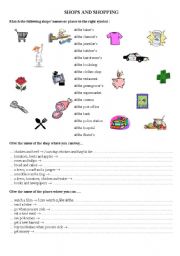 English Worksheet: Shops and places