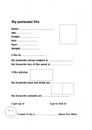English Worksheet: my personal profile