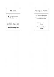 English Worksheet: Generation gap role play