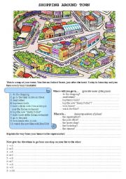 English Worksheet: Shopping around town