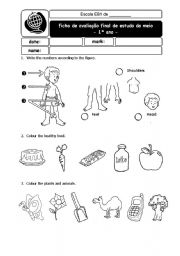 English Worksheet: Body Parts and Food