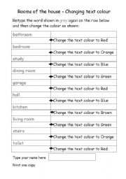 English worksheet: Exercise 1 - change text colour