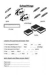 English Worksheet: schoolthings