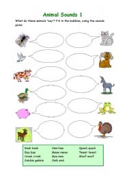 English Worksheet: Animal Sounds 1 