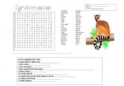 English worksheet: Animals mystery word