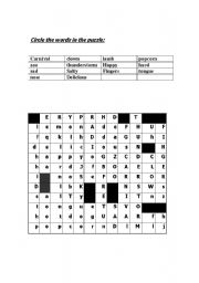 English worksheet: crosswords