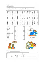 English Worksheet: Daily Routine Wordsearch