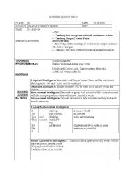 English Worksheet: lesson plan