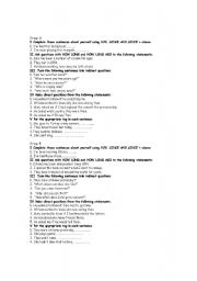 English Worksheet: Test for Intermediate students PRESENT PERFECT AND REPORTED SPEECH