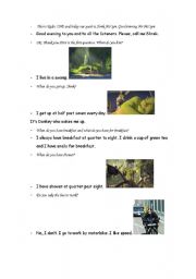 English Worksheet: Shreks daily routine