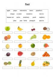 English Worksheet: Fruit - Matching