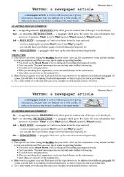 English Worksheet: Writing Skills: newspaper article