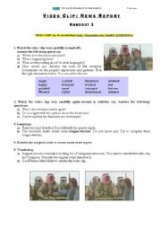 English Worksheet: VIDEO CLIP: NEWS REPORT