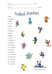 English Worksheet: Ordinal numbers