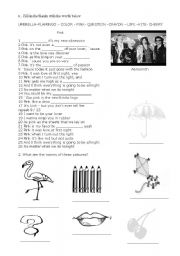 English Worksheet: song