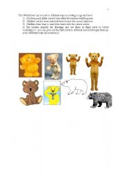 English worksheet: I LOVE BEARS