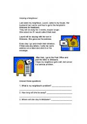 English Worksheet: Helping a neighbour