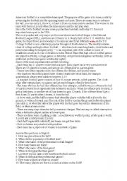 English Worksheet: American football 