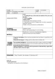 English Worksheet: lesson plan