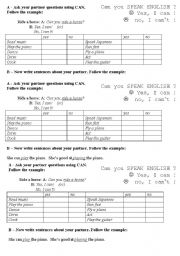 English Worksheet: Can you..?