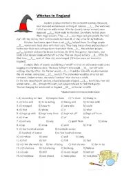 English Worksheet: Witches Cloze