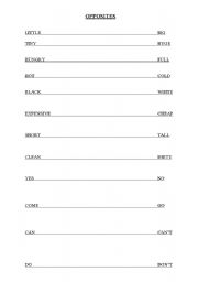 English Worksheet: OPPOSITES