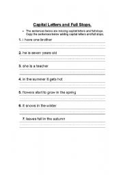 English worksheet: Capital letters and full stops.