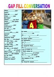 English Worksheet: gap fill conversation