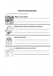 English worksheet: Giving Personal Information