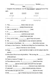 English Worksheet: be going to vs simple past 