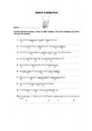 English Worksheet: error correction