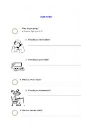 English Worksheet: daily routines