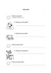 English worksheet: daily routines