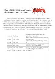 English Worksheet: THE LITTLE RED ANT AND THE GREAT BIG CRUMB