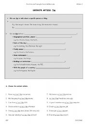 English Worksheet: definite article