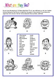 English Worksheet: What are they like?