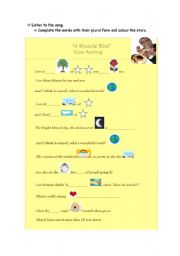 English Worksheet: What a wonderful world