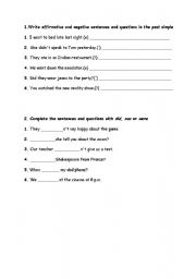 English Worksheet: past simple and past continuous