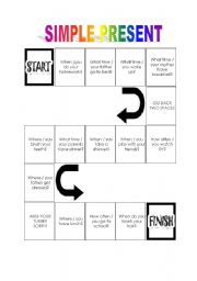 English Worksheet: Board game - Simple present 