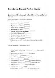 English Worksheet: Present Pefect exercises