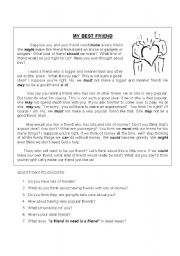 English Worksheet: MY BEST FRIEND